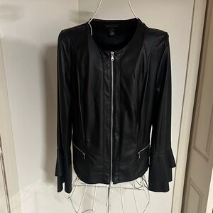 INC International Concepts Black Leather Jacket